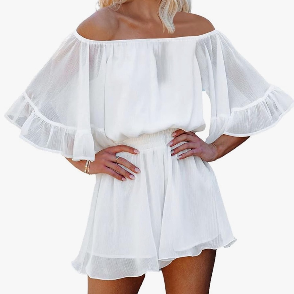 White Ruffled Romper